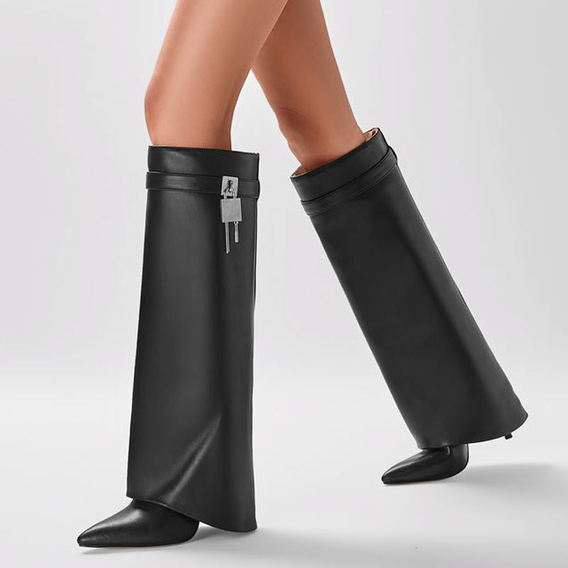 Designer Black Knee Highs