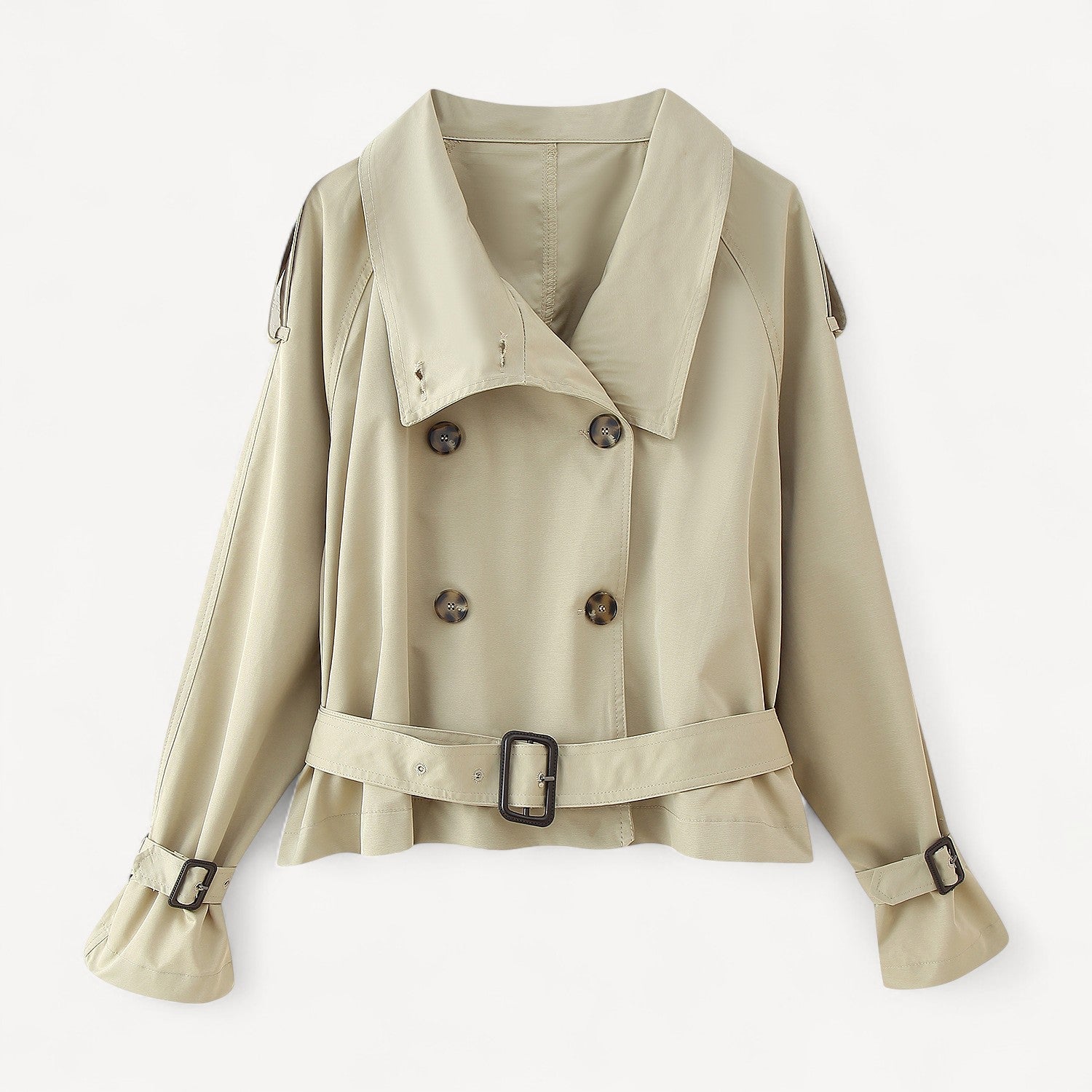 Short Beige Trench Jacket