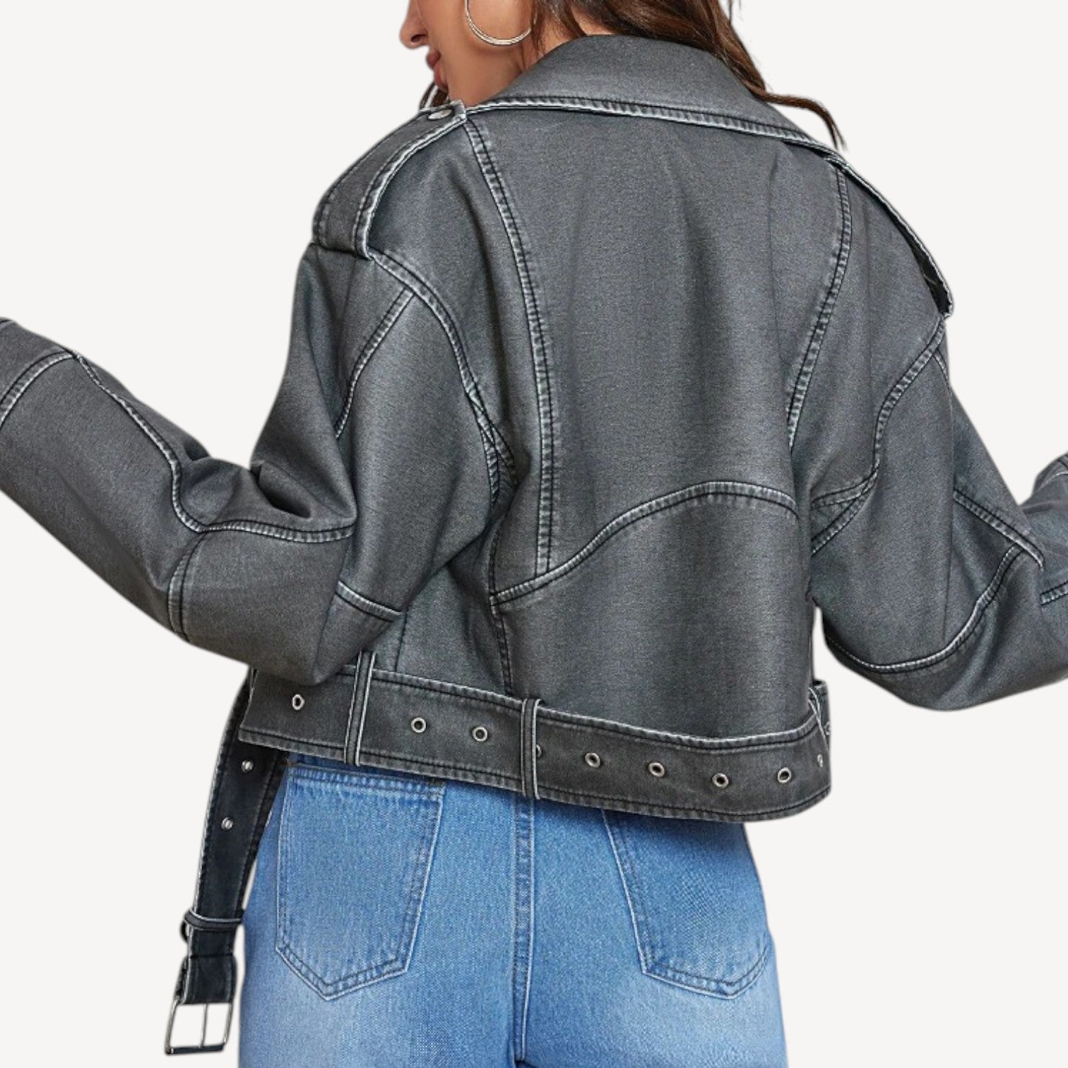 Washed Black Cropped Jacket