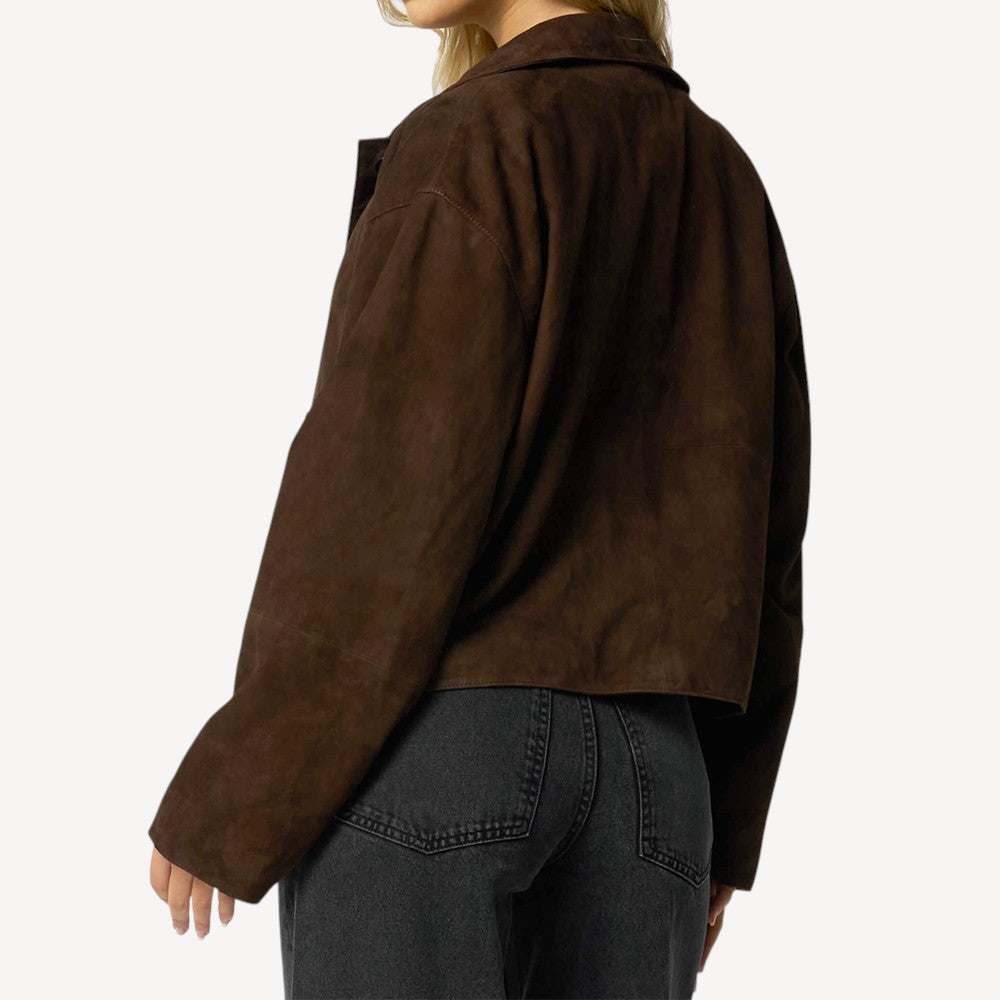 Brown Suede Button Jacket