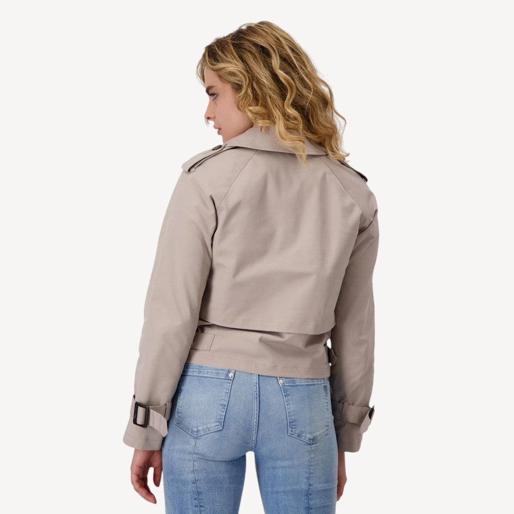 Cropped Belted Lapel Jacket