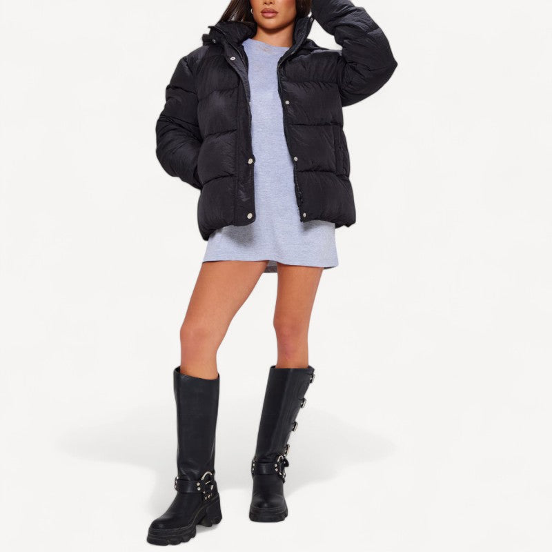 Quilted Black Puffer Coat