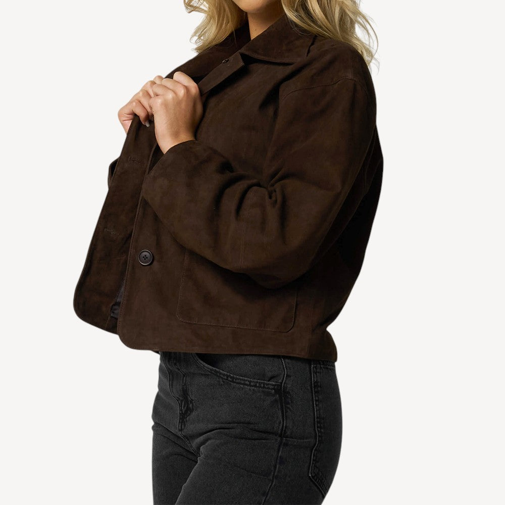 Brown Suede Button Jacket