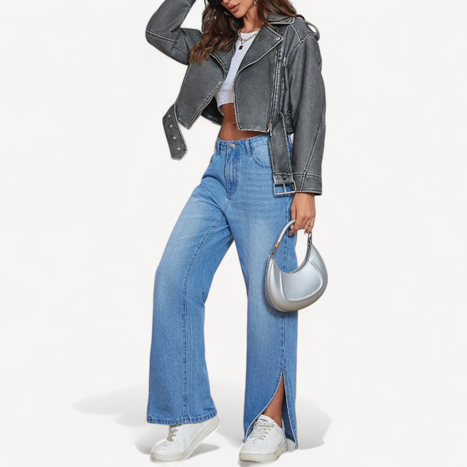 Washed Black Cropped Jacket