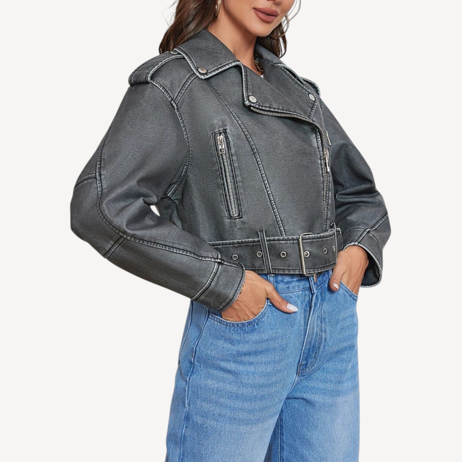 Washed Black Cropped Jacket