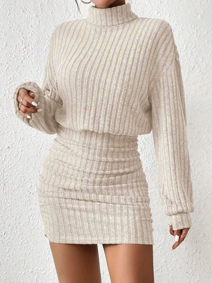 POPPY™ - Minimalist Ribbed Turtleneck Dress