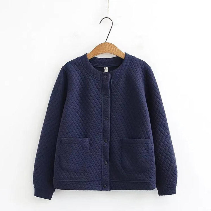 Plus Size Checkered Knit Cardigan Jacket