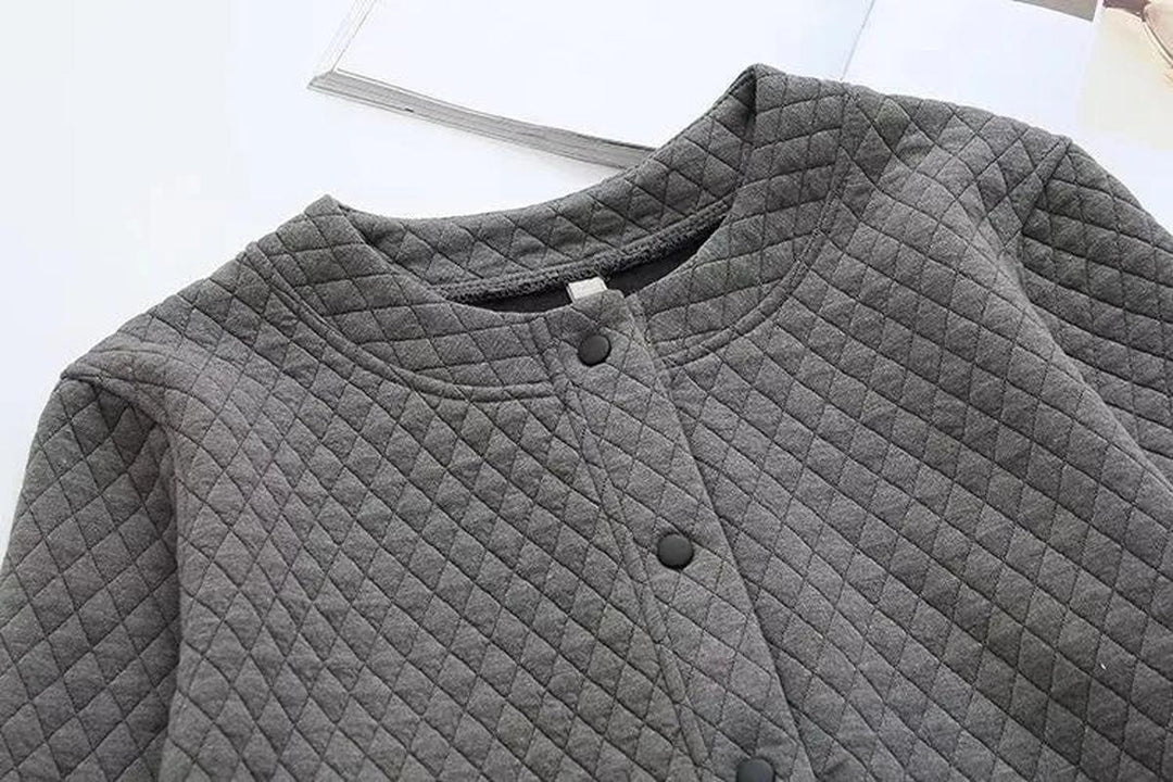 Plus Size Checkered Knit Cardigan Jacket
