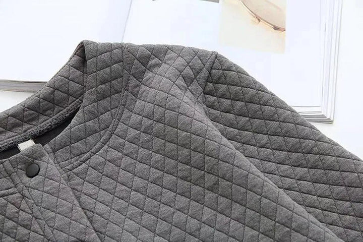 Plus Size Checkered Knit Cardigan Jacket