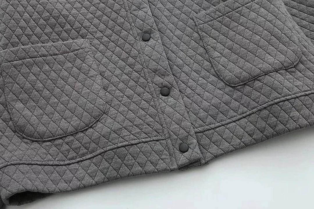 Plus Size Checkered Knit Cardigan Jacket