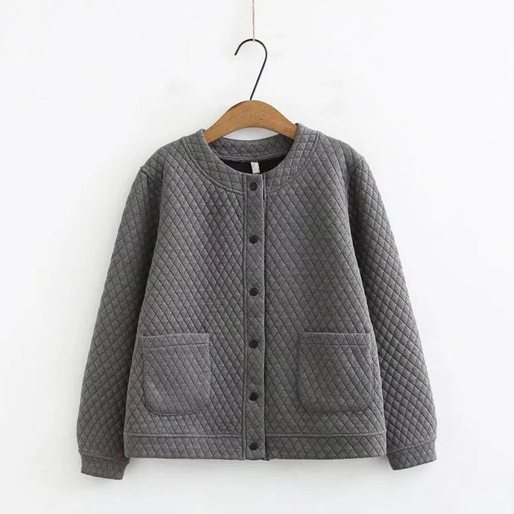 Plus Size Checkered Knit Cardigan Jacket
