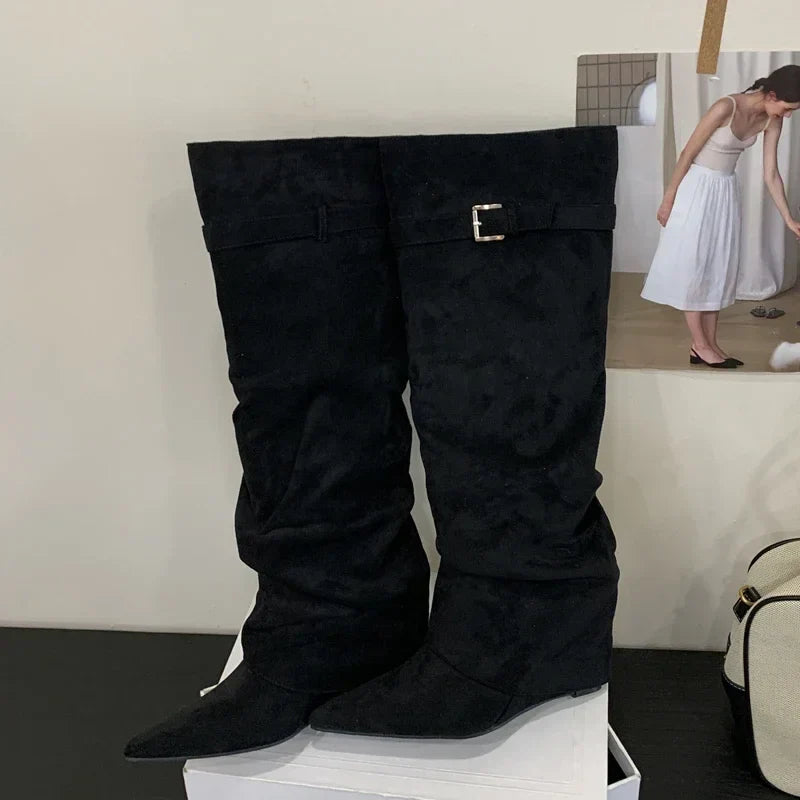 Elsie | Women’s Leather Thigh-High Boots with Buckle