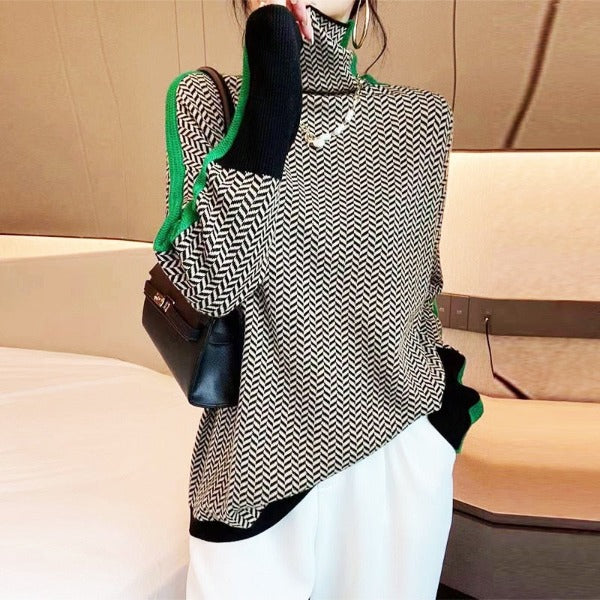 Eloise | Herringbone Luxe Turtleneck