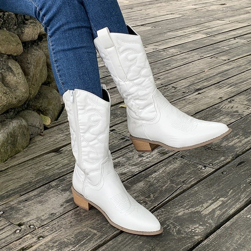 Daisy | Women’s Embroidered Leather Cowboy Style Boots