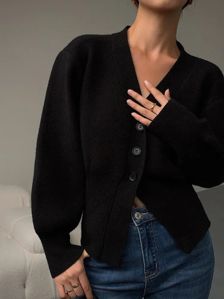 V-Neck Long Sleeve Cardigan