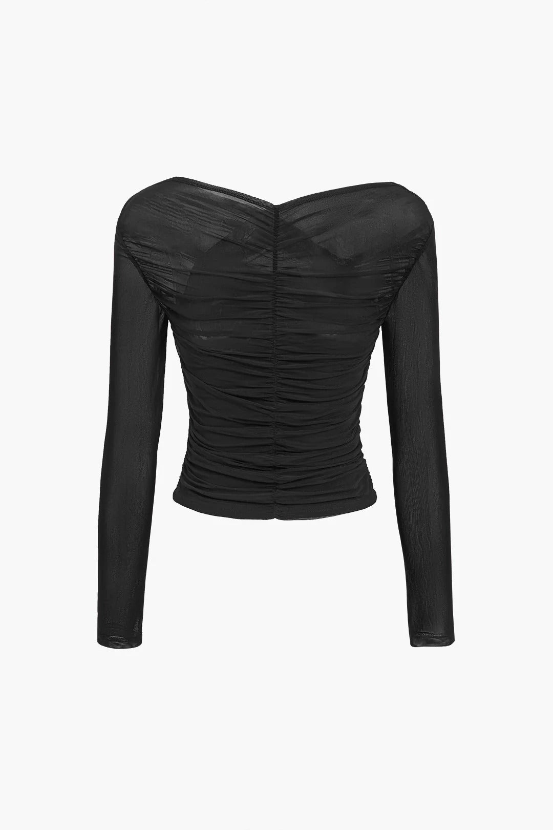 Ruched Mesh Long Sleeve