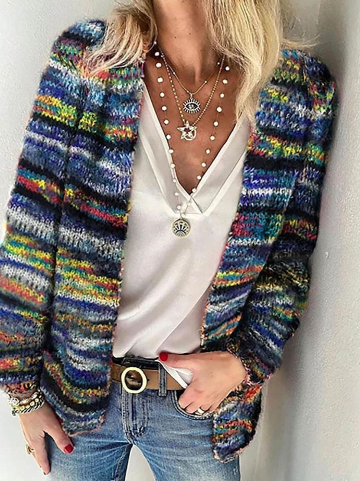 Women's Colorful Striped Knit Cardigan Sweater