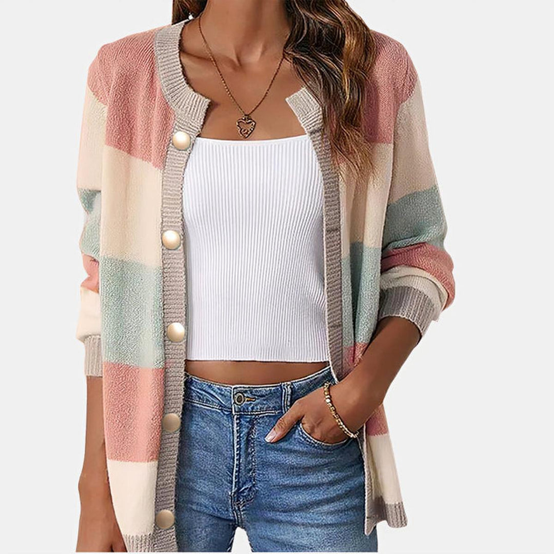 Women's Striped Cardigan Sweater - Elegant Versatile Knitwear