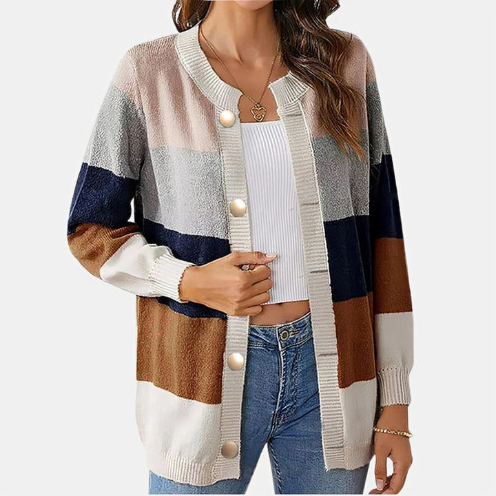 Women's Striped Cardigan Sweater - Elegant Versatile Knitwear