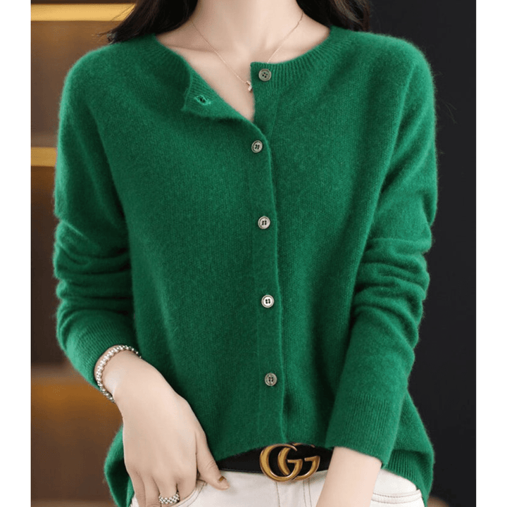Women's V-Neck Cardigan Pullover With Button Details
