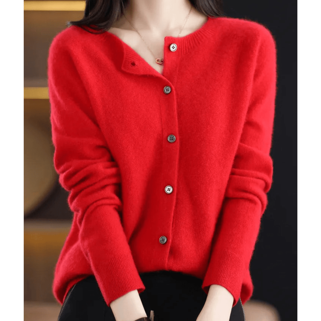 Women's V-Neck Cardigan Pullover With Button Details
