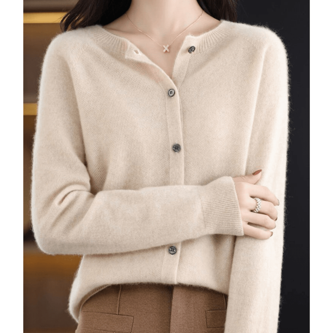 Women's V-Neck Cardigan Pullover With Button Details