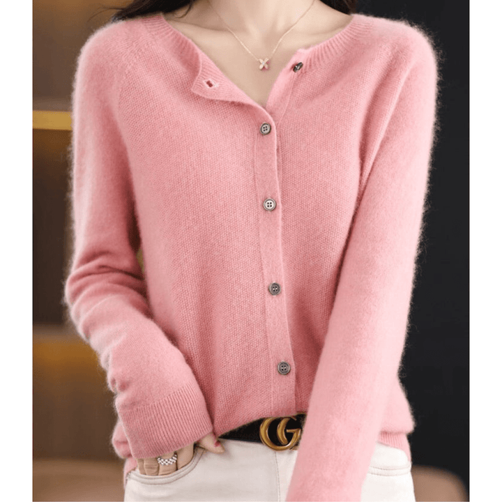 Women's V-Neck Cardigan Pullover With Button Details