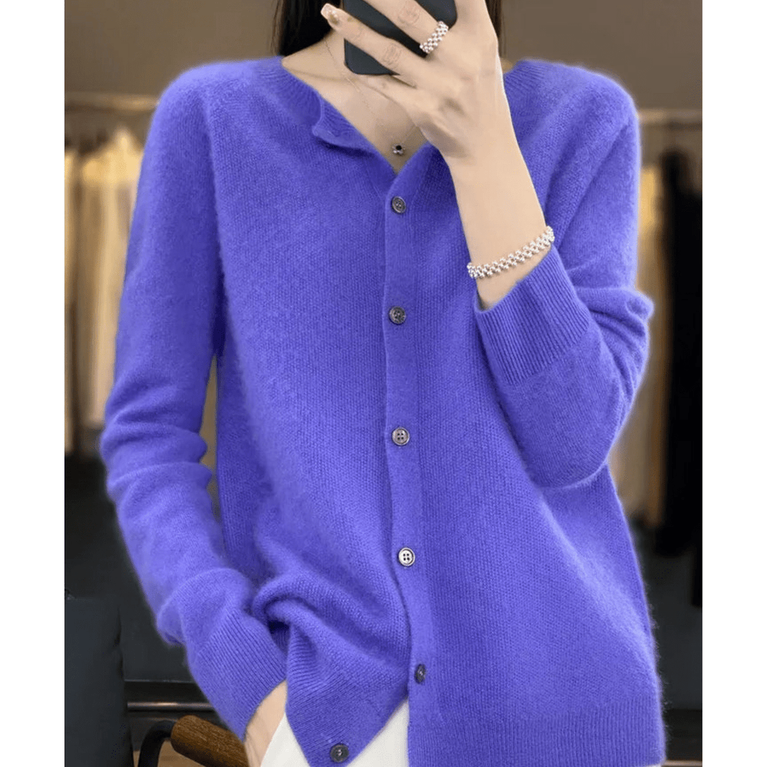 Women's V-Neck Cardigan Pullover With Button Details