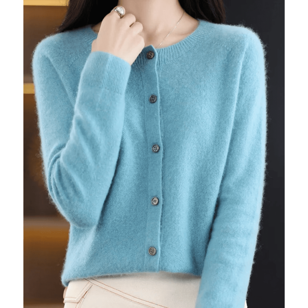 Women's V-Neck Cardigan Pullover With Button Details