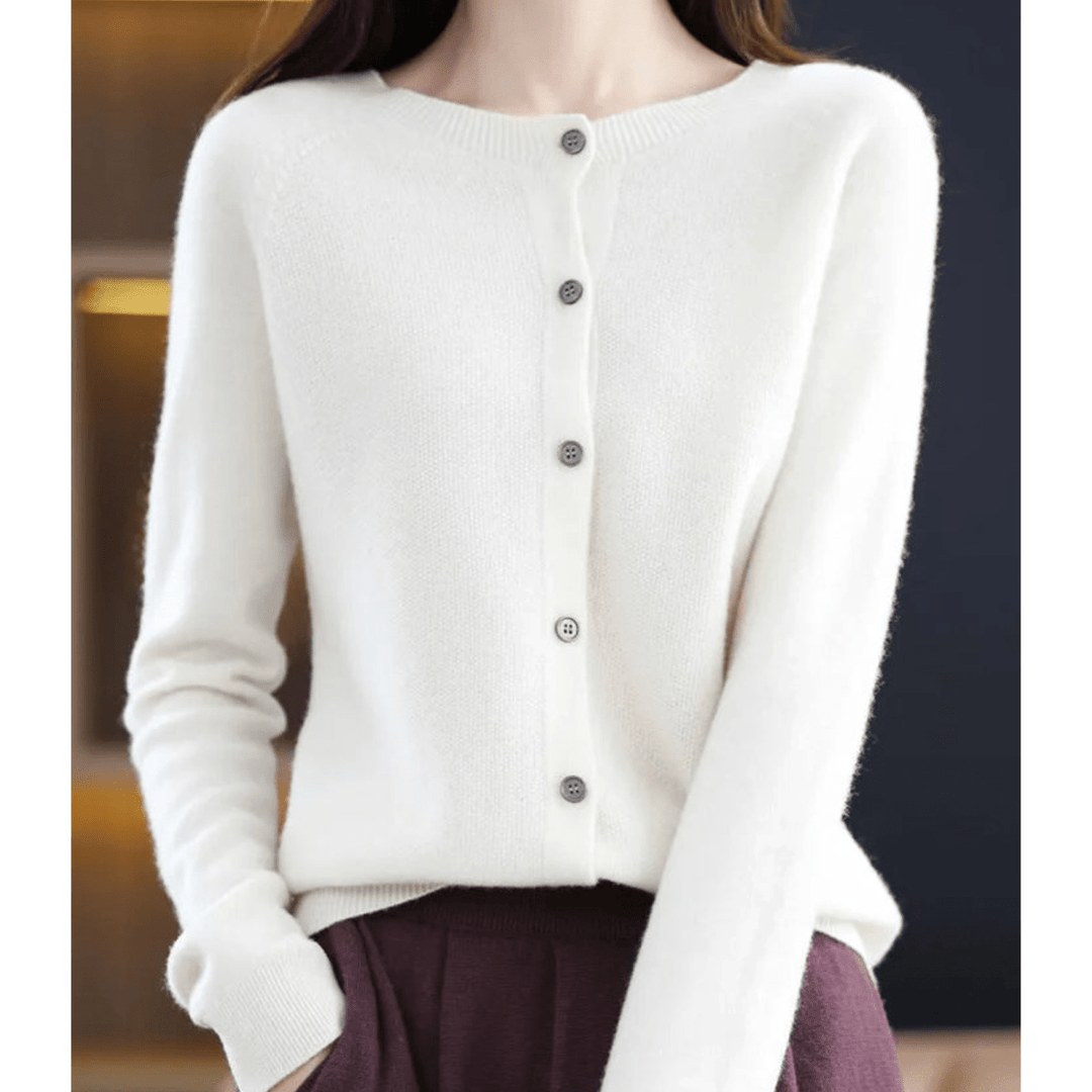 Women's V-Neck Cardigan Pullover With Button Details