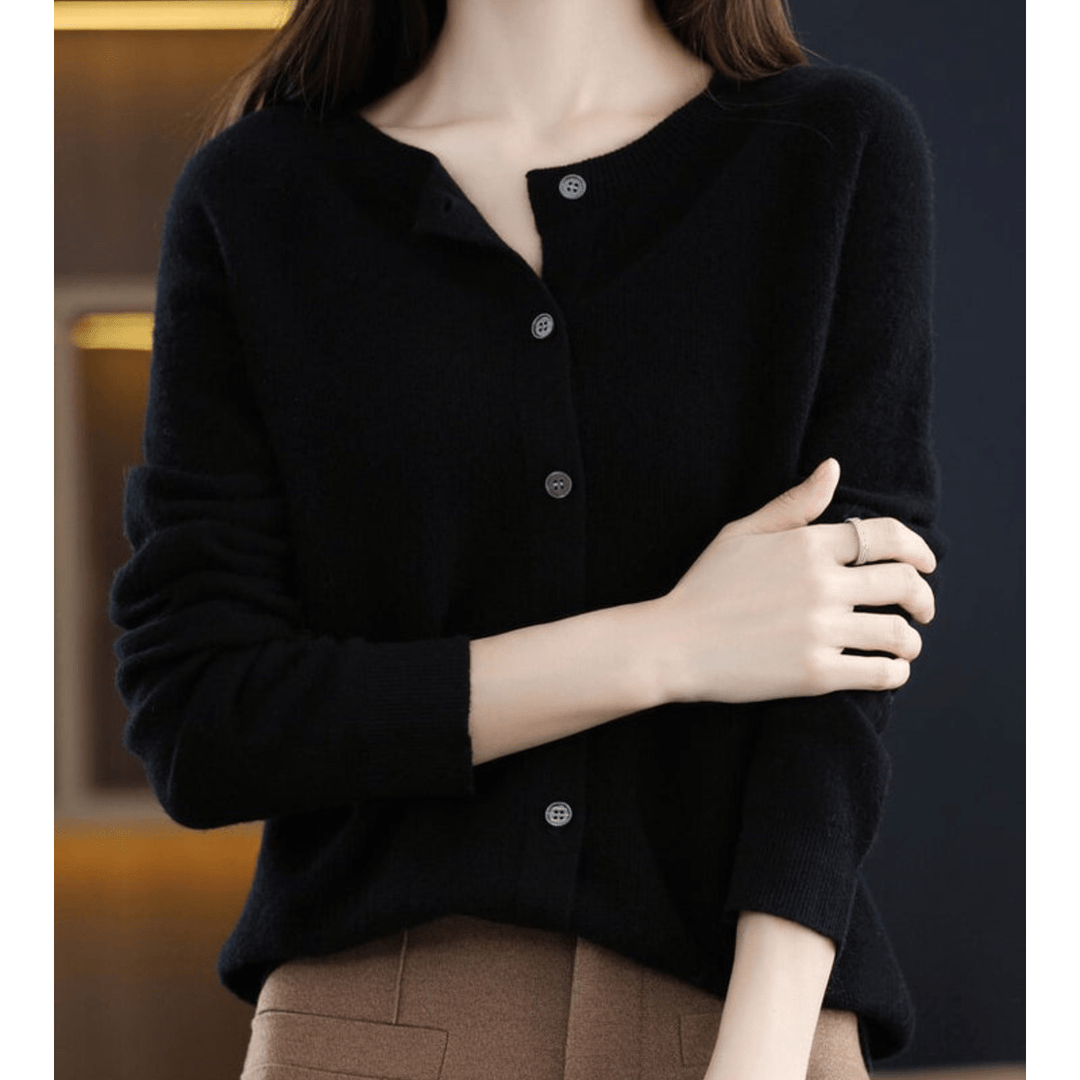 Women's V-Neck Cardigan Pullover With Button Details