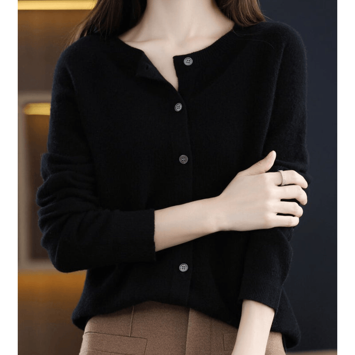 Women's V-Neck Cardigan Pullover With Button Details