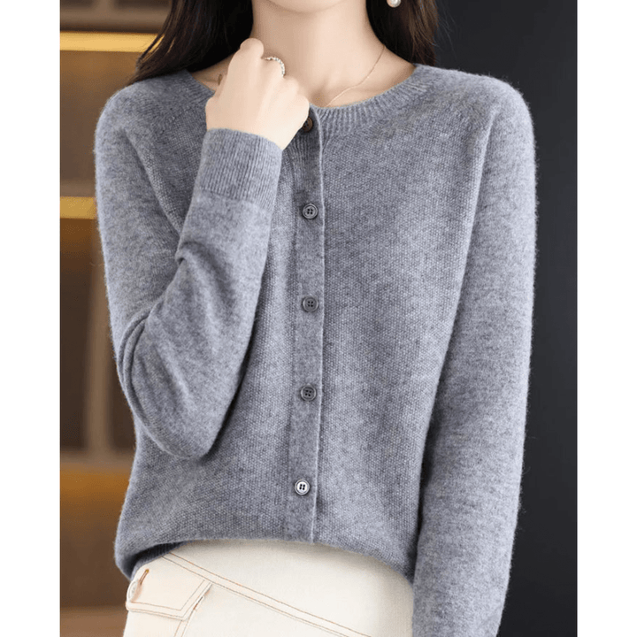 Women's V-Neck Cardigan Pullover With Button Details
