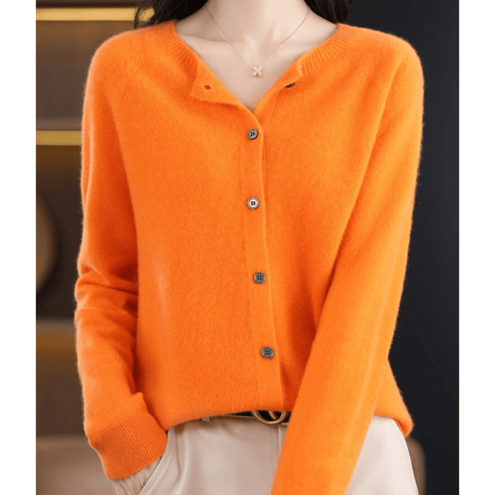 Women's V-Neck Cardigan Pullover With Button Details