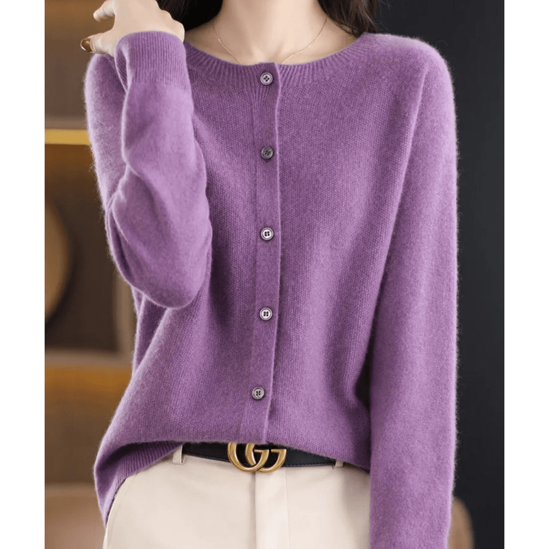 Women's V-Neck Cardigan Pullover With Button Details