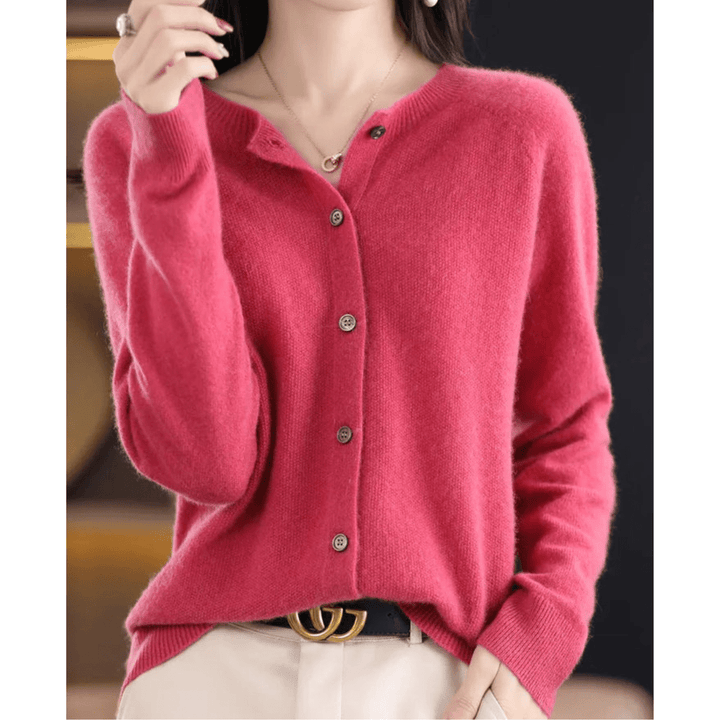 Women's V-Neck Cardigan Pullover With Button Details