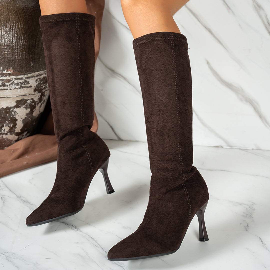 Celena™ Coffee High-Heel Boots
