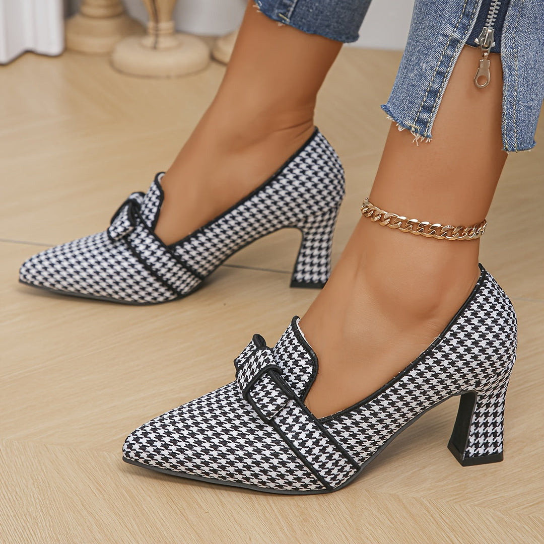 Estelle | Women's Loafers with Houndstooth Design