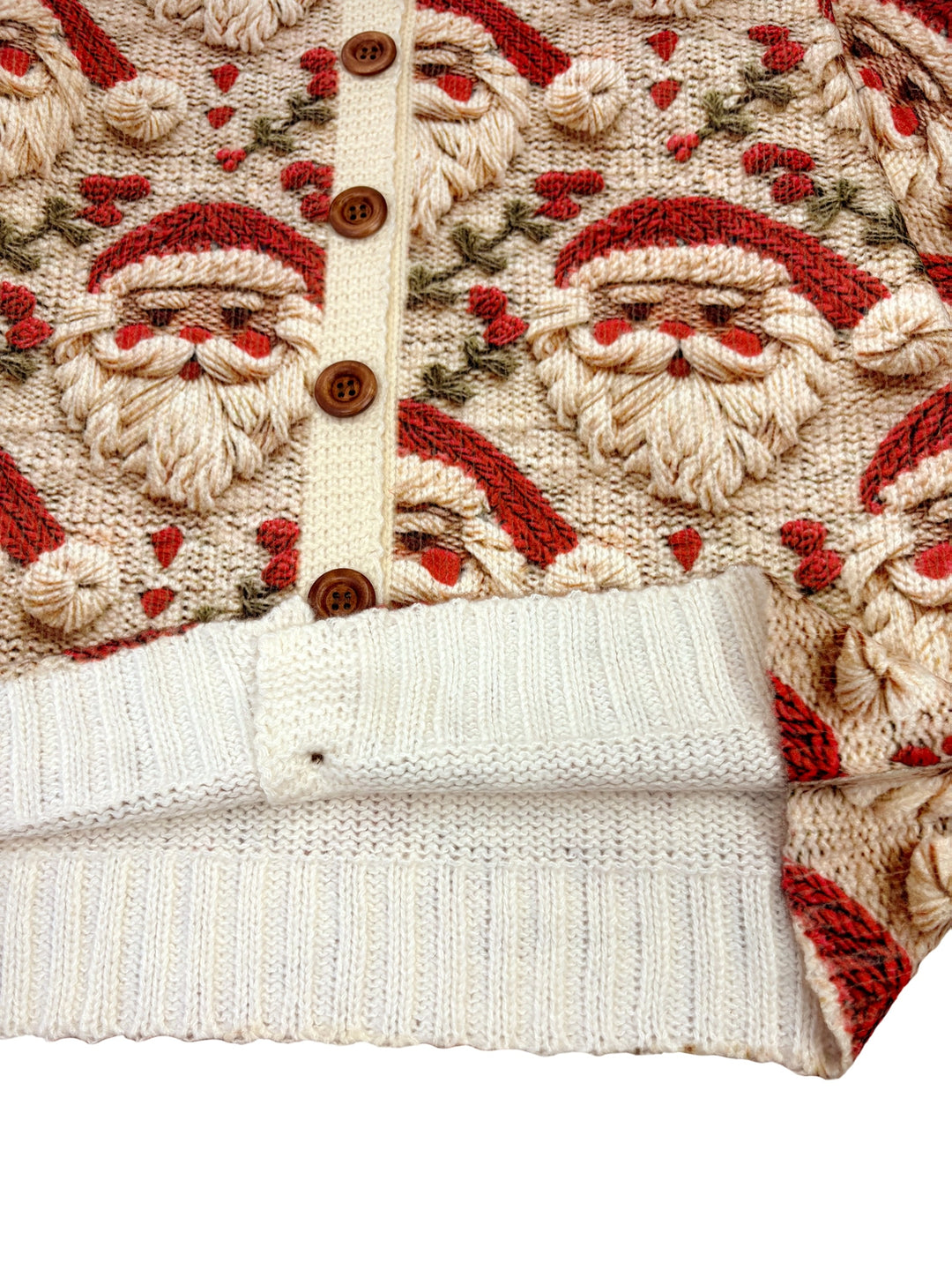 Festive Santa Print Button-Up Cardigan