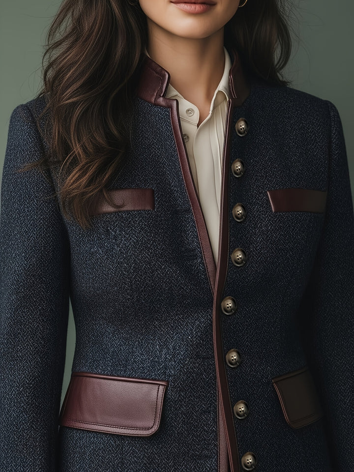 Clarina – Classic Stand-Collar Button Blazer Coat