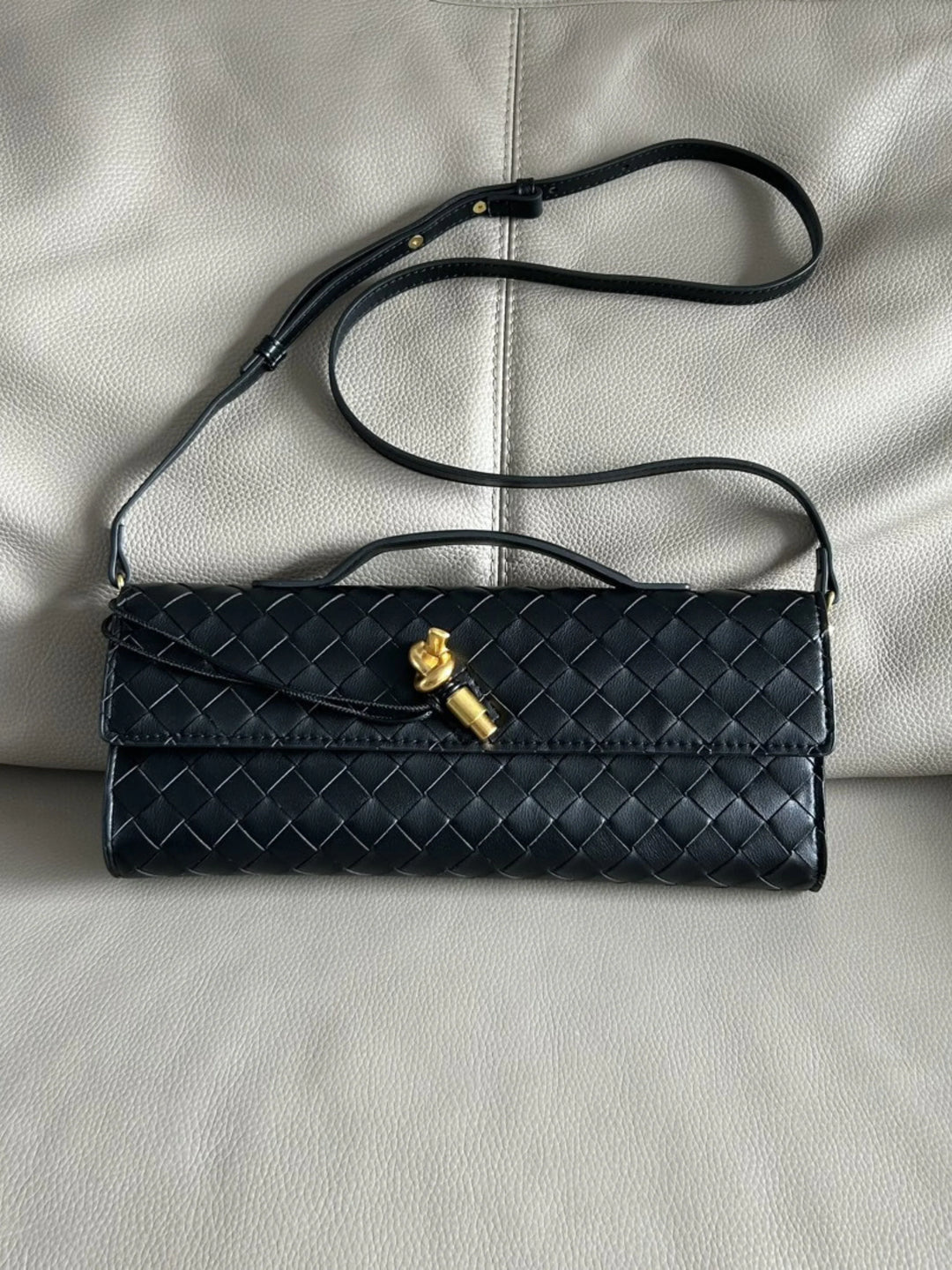Women’s Woven Leather Crossbody Clutch