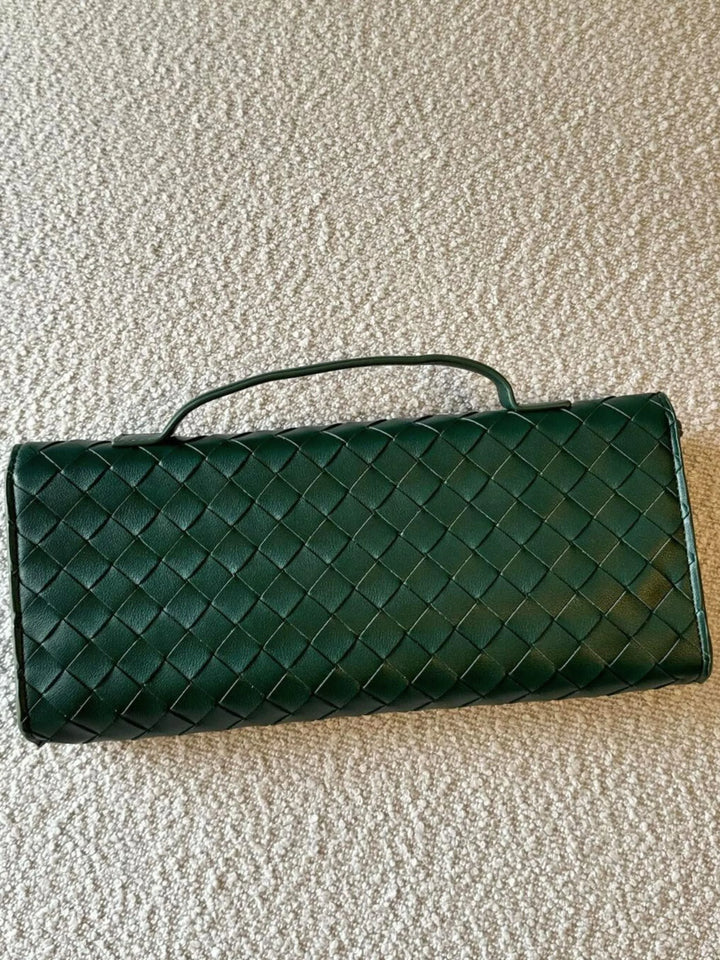 Women’s Woven Leather Crossbody Clutch