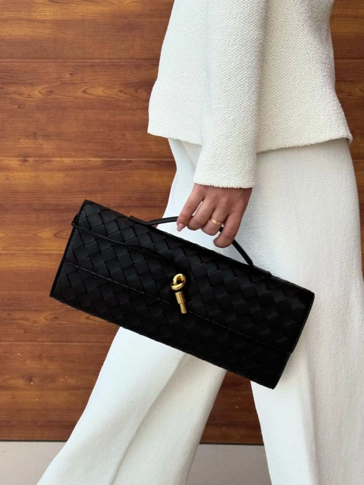 Women’s Woven Leather Crossbody Clutch