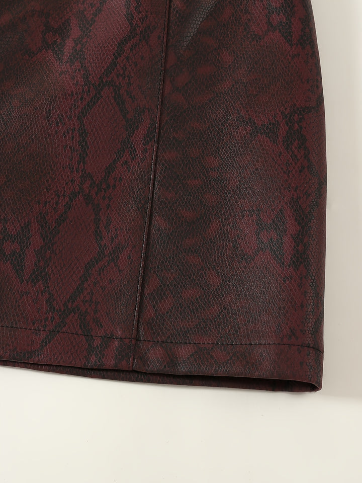 Arlena™ Snake-Pattern Leather Skirt