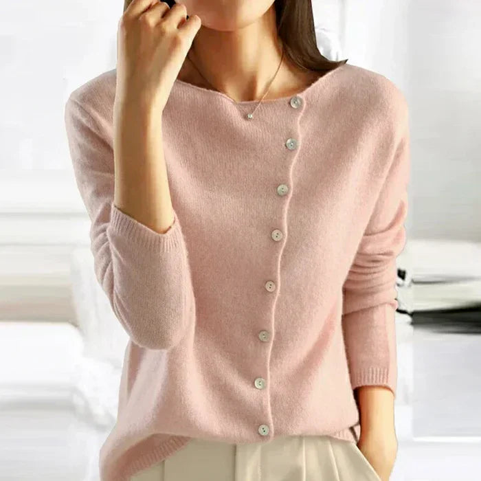 Asymmetric Button Knit Cardigan