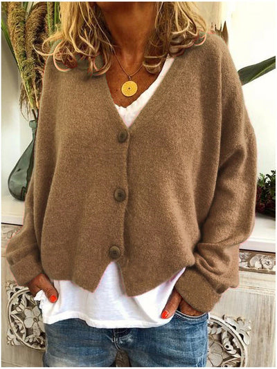 Relaxed Fit Button-Front Cardigan