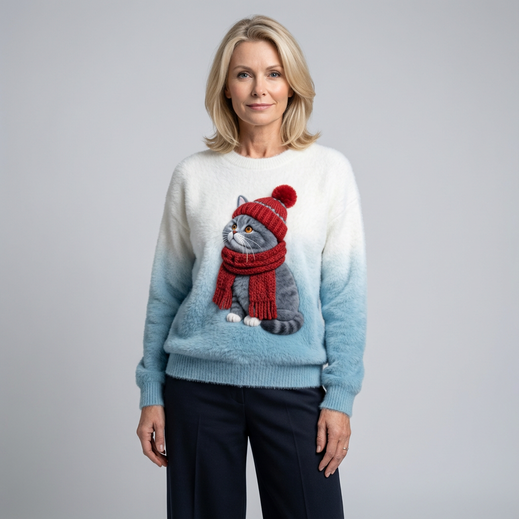 Mila - Snowy Cat Plush Jumper