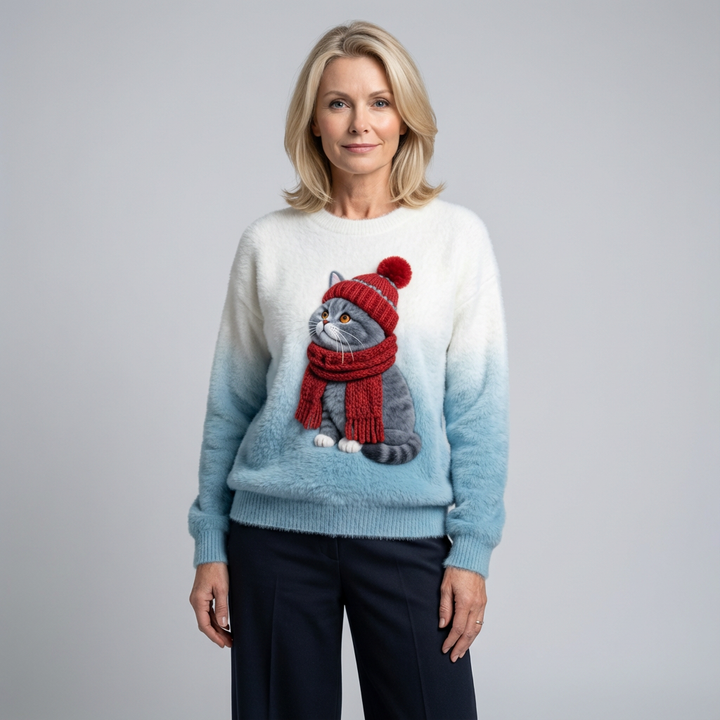 Mila - Snowy Cat Plush Jumper