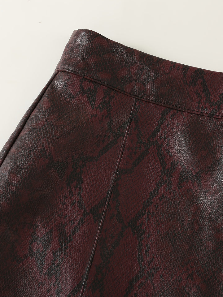 Arlena™ Snake-Pattern Leather Skirt