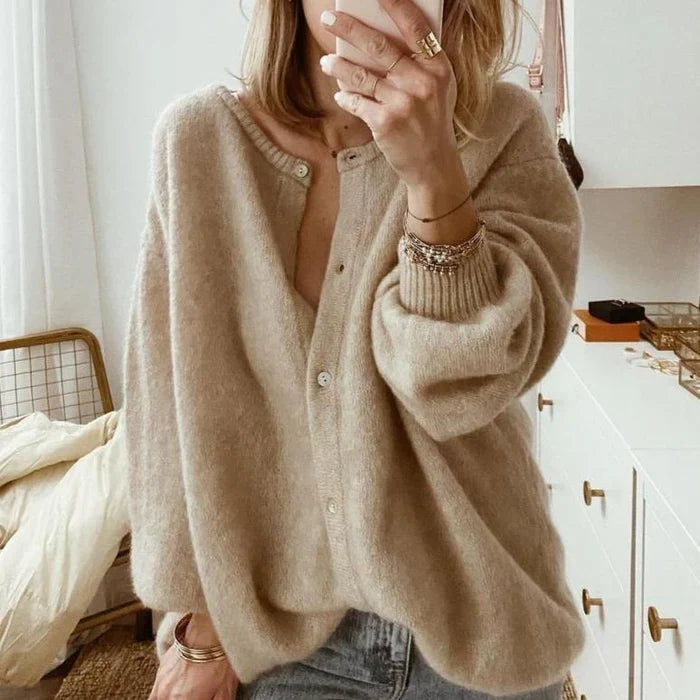 Oversized Button-Up Knit Cardigan